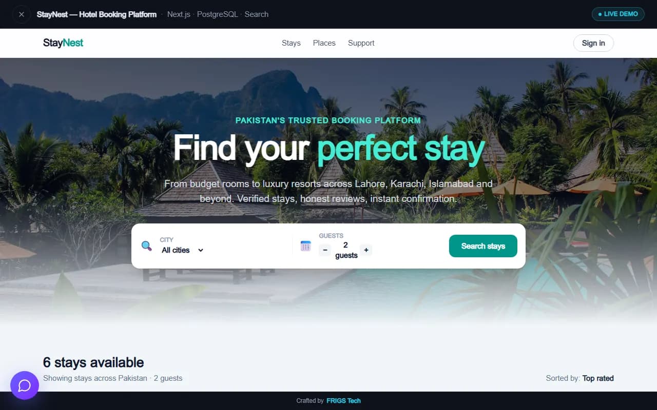 StayNest — Hotel Booking Platform project preview